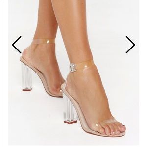 Clear heels, clear chunky heels, Nasty Gal